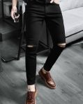 Jeans Đen Rách Gối